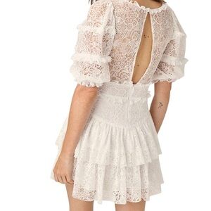 For Love And Lemons Lace Puff Cottage Core Mini Dress